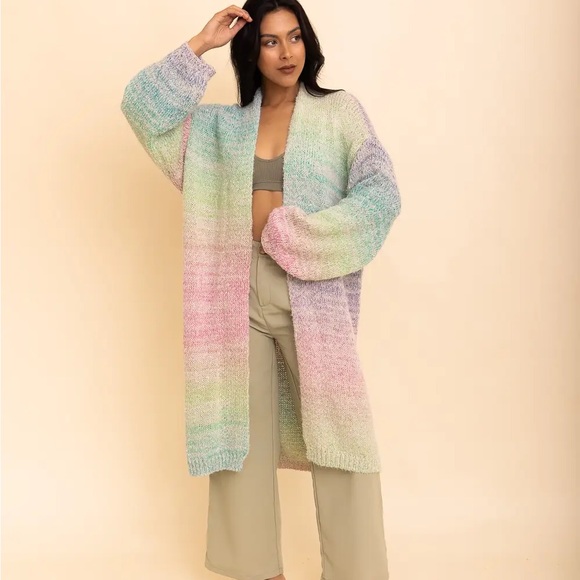 Cozy Knit Ombre Longline Cardigan - Picture 2 of 3
